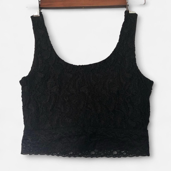 Soprano Black Lace Sleeveless Crop Top Tank Top Womens Scoop Neck Tight XS - S - Picture 2 of 5